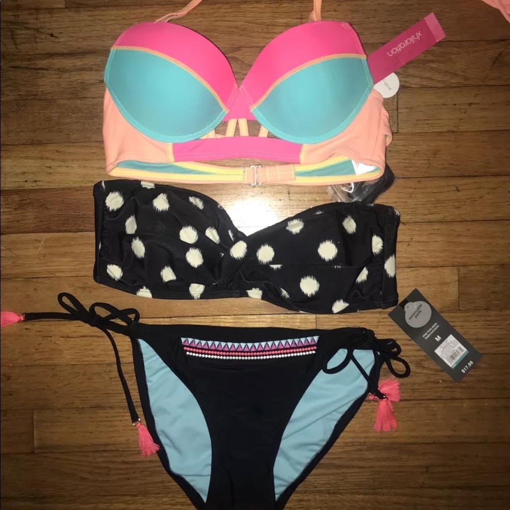 3piece set NWT Polka Dot Pushup StringBikini MED